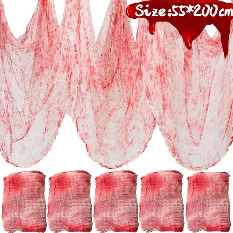 Creepy Halloween Gauze Cloth | Spooky Blood Design for Outdoor Decorations 6