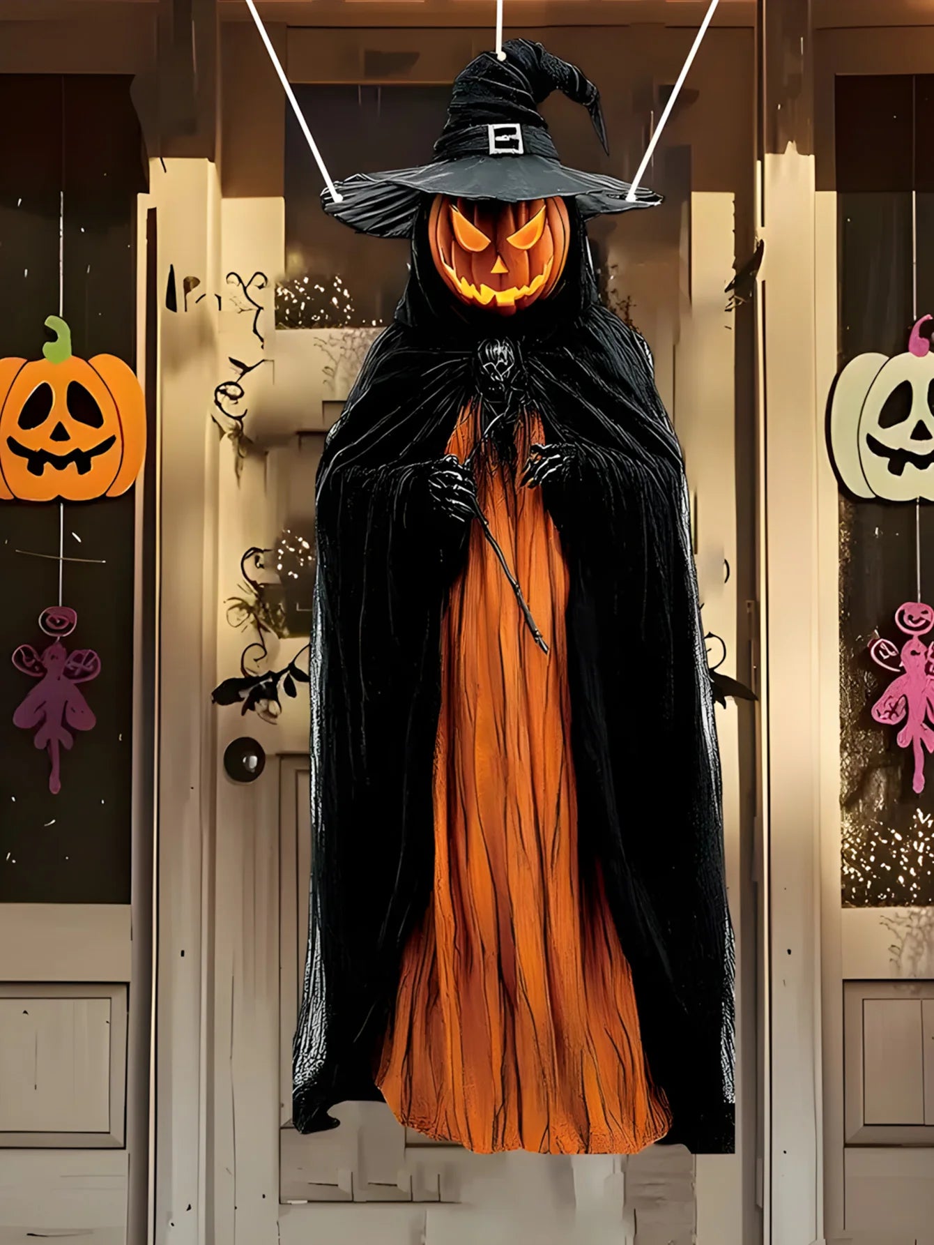 Evil Pumpkin Man Halloween Decoration | 2D Hanging Outdoor/Indoor Cloth 0