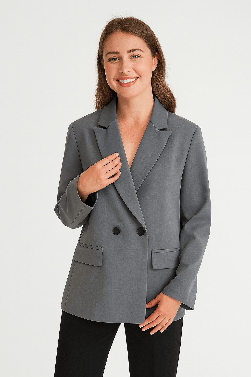 Faye Women's Black Blazer | Reversible Collar, Smooth Fabric 0