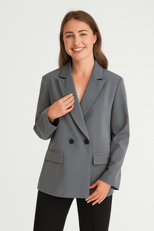 Faye Women's Black Blazer | Reversible Collar, Smooth Fabric 0