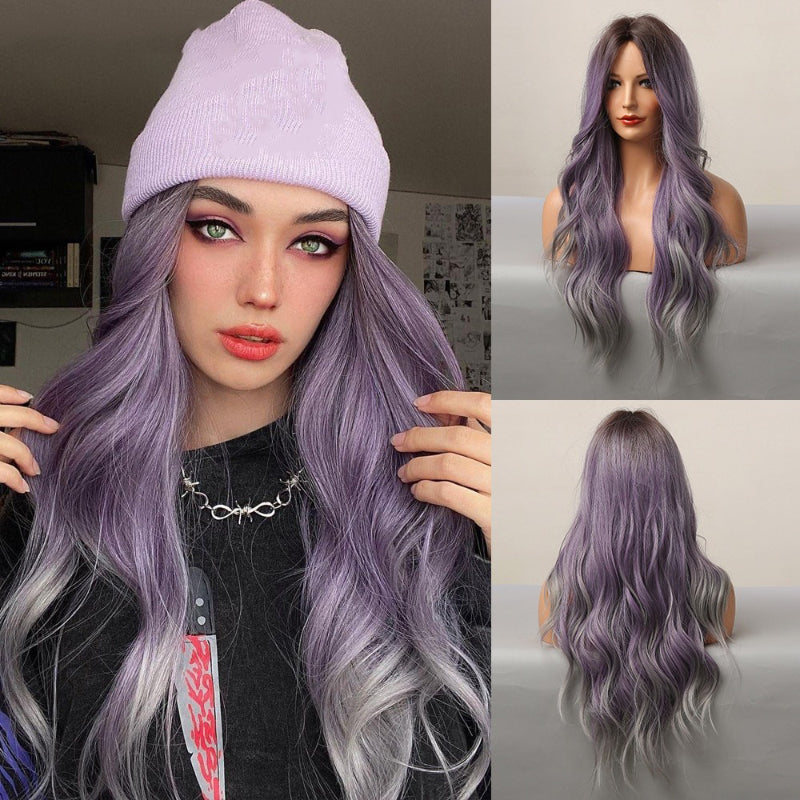 Gina Women's Wavy Ombre Wig | Purple Gray Blend 0