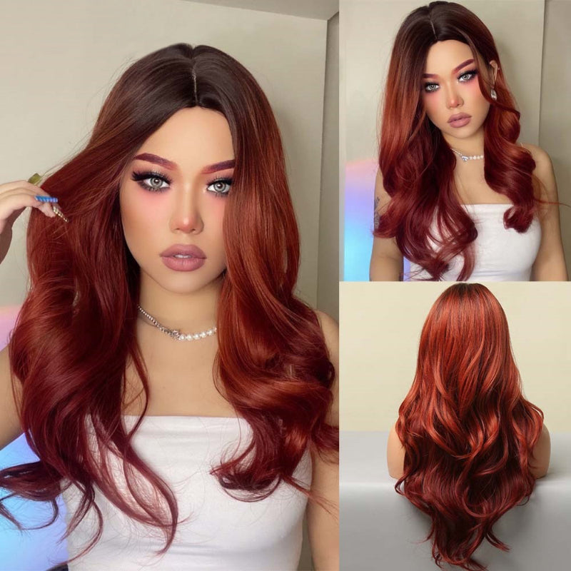 Gina Women's Wavy Ombre Wig | Purple Gray Blend 3