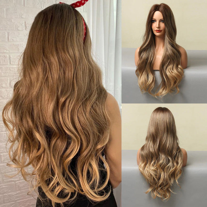 Gina Women's Wavy Ombre Wig | Purple Gray Blend 6