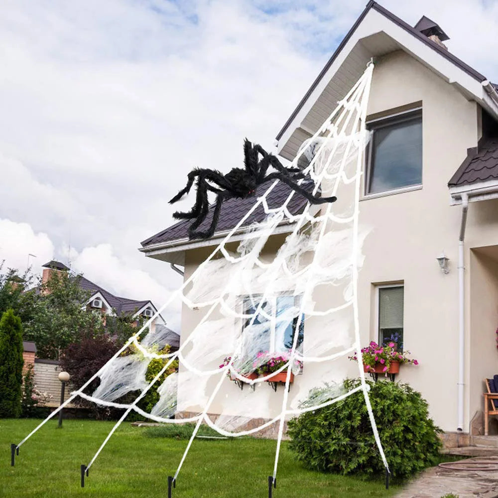 Halloweena Large Spider Web Decoration | Plush 5m Outdoor and Indoor Halloween Decoration 0