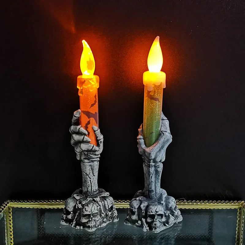 Haunted Pumpkin Candles | LED Skull Design, Halloween Decor 0