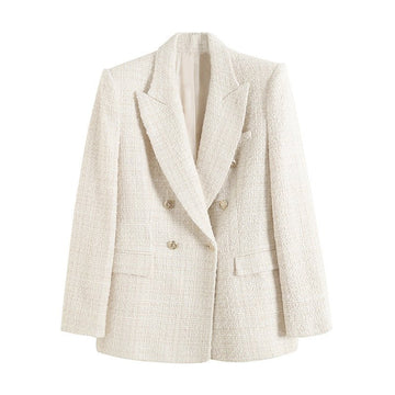 Kira Women's Tweed Blazer | Structured Fit, Classic Elegance 0