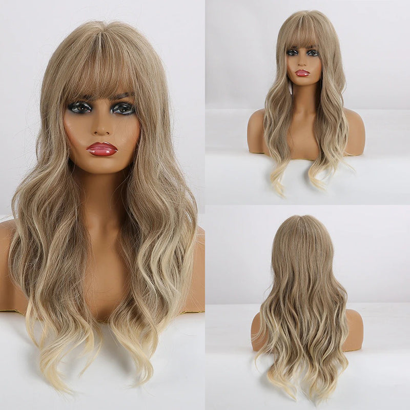 Luna Women's Wavy Hair Wig | High-Temperature Fiber, Stylish Bangs 20