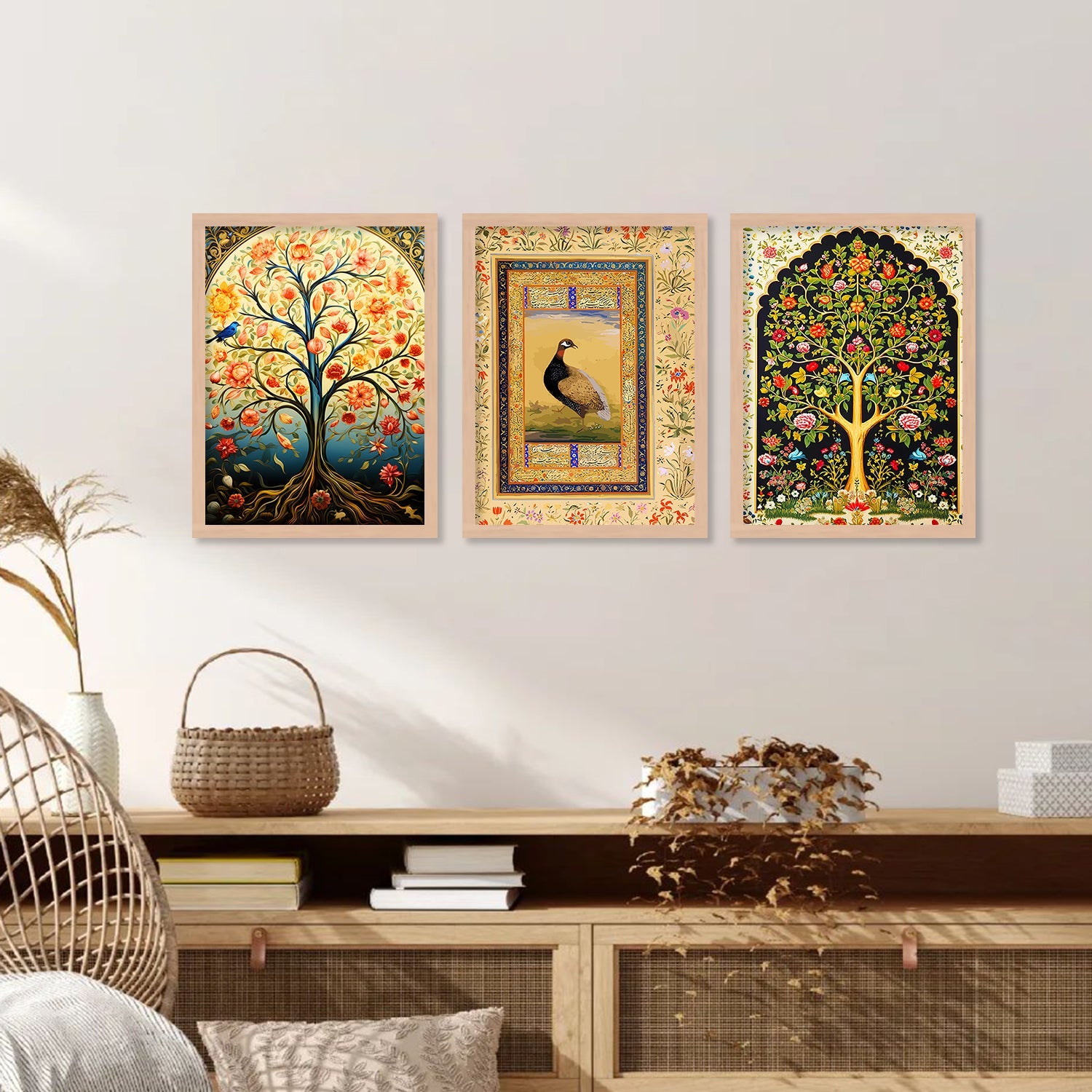 Madhubani Art Framed Posters Set | Traditional Indian Wall Art Decor 1