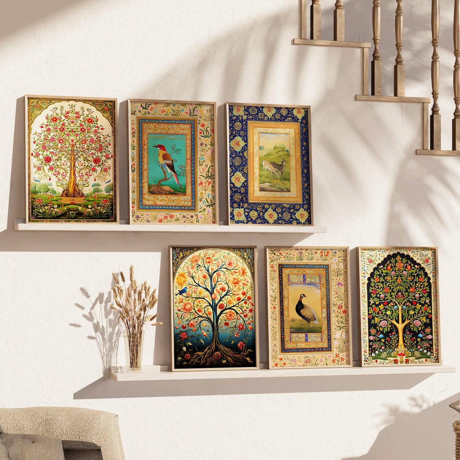 Madhubani Art Framed Posters Set | Traditional Indian Wall Art Decor 4