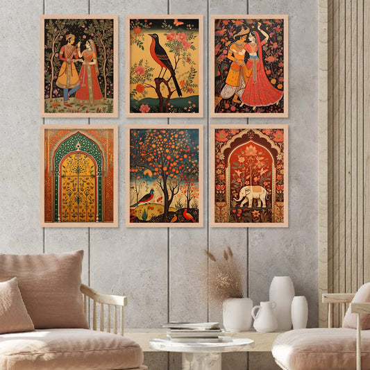 Pichwai Art Framed Prints Set | Intricate Traditional Indian Decor 0