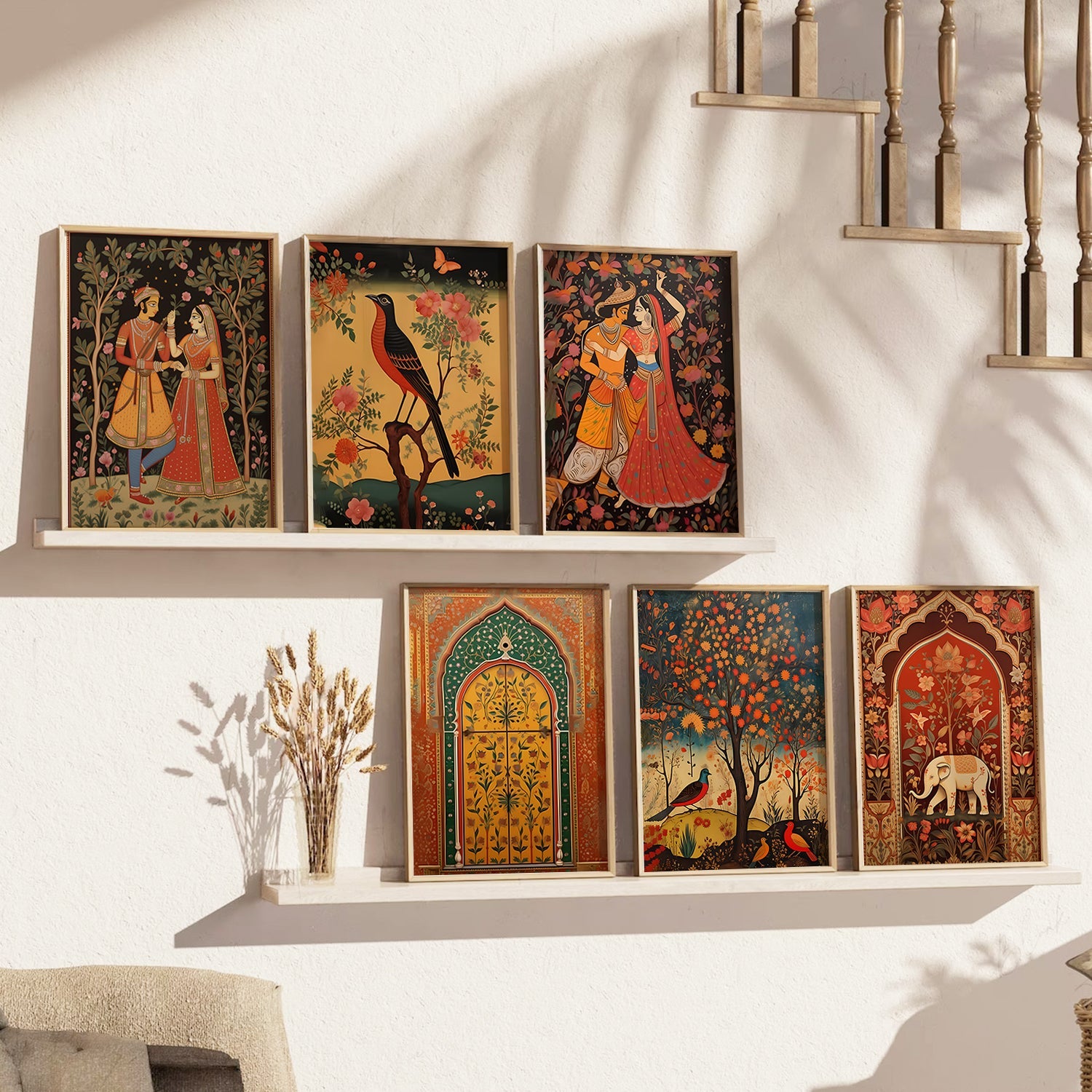 Pichwai Art Framed Prints Set | Intricate Traditional Indian Decor 3
