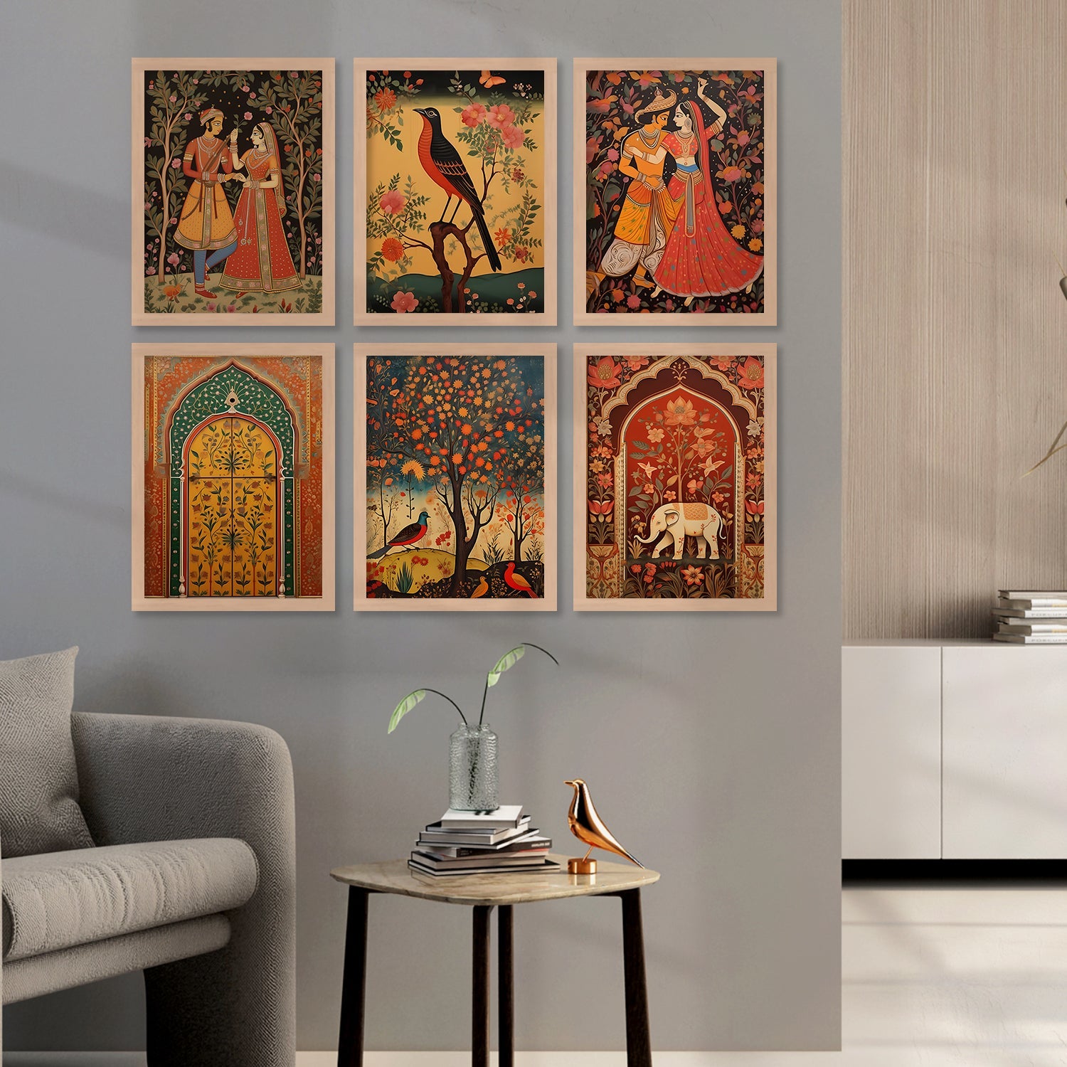 Pichwai Art Framed Prints Set | Intricate Traditional Indian Decor 5