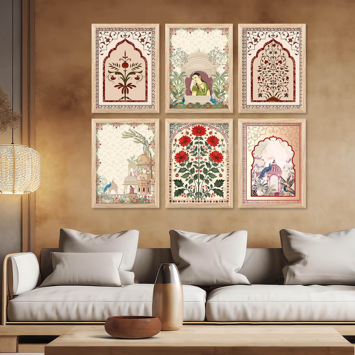 Pichwai Framed Art Prints | Traditional Indian Design, Set of 6 0