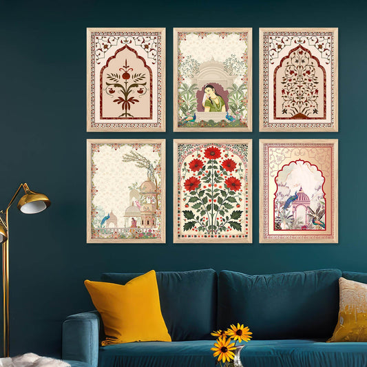 Pichwai Framed Art Prints | Traditional Indian Design, Set of 6 1
