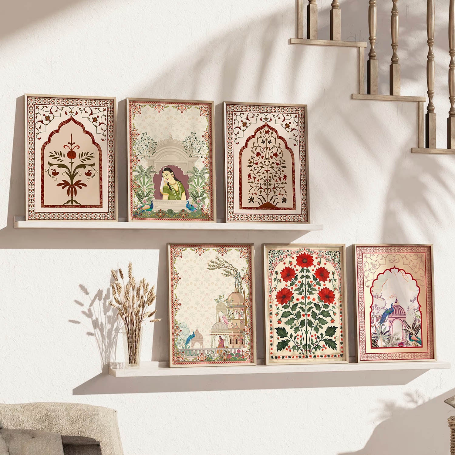 Pichwai Framed Art Prints | Traditional Indian Design, Set of 6 2