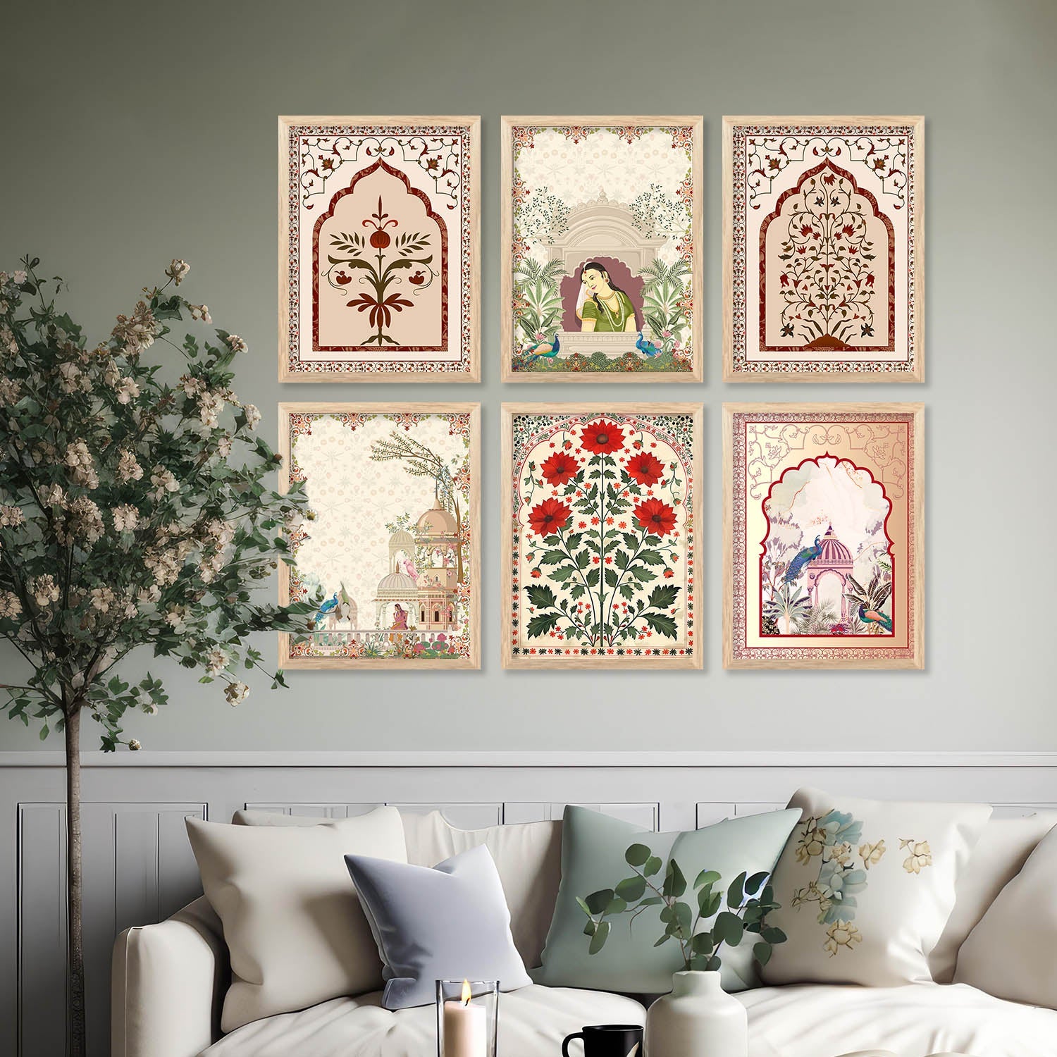 Pichwai Framed Art Prints | Traditional Indian Design, Set of 6 6