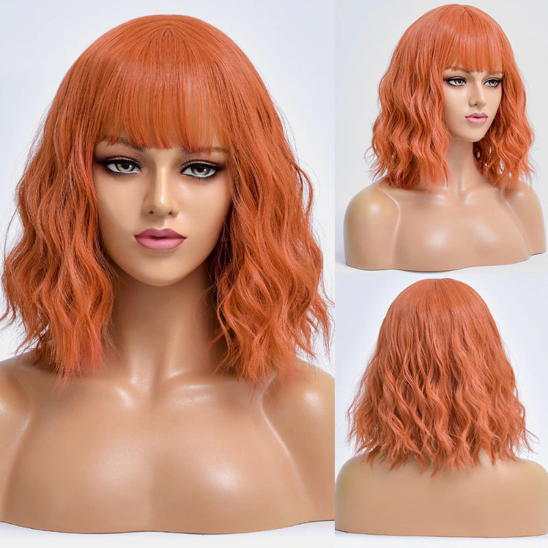 Poppy Women's Bob Wig | Wavy Purple Ombre with Bangs 10