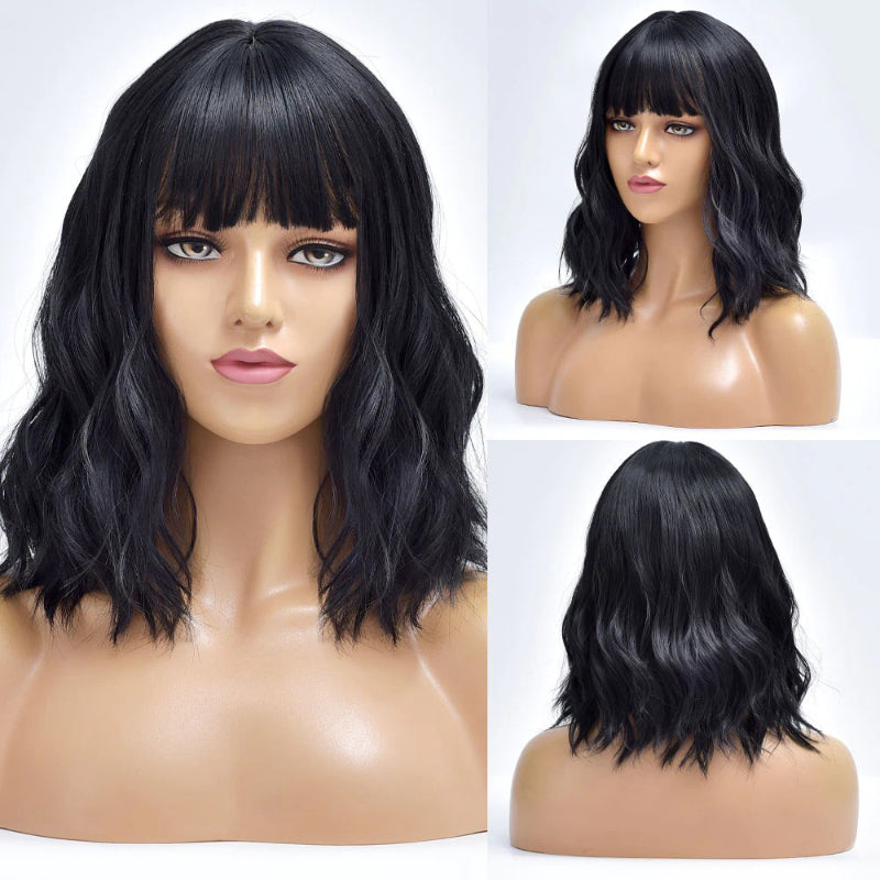 Poppy Women's Bob Wig | Wavy Purple Ombre with Bangs 16