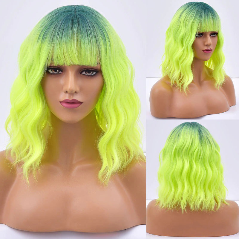 Poppy Women's Bob Wig | Wavy Purple Ombre with Bangs 19