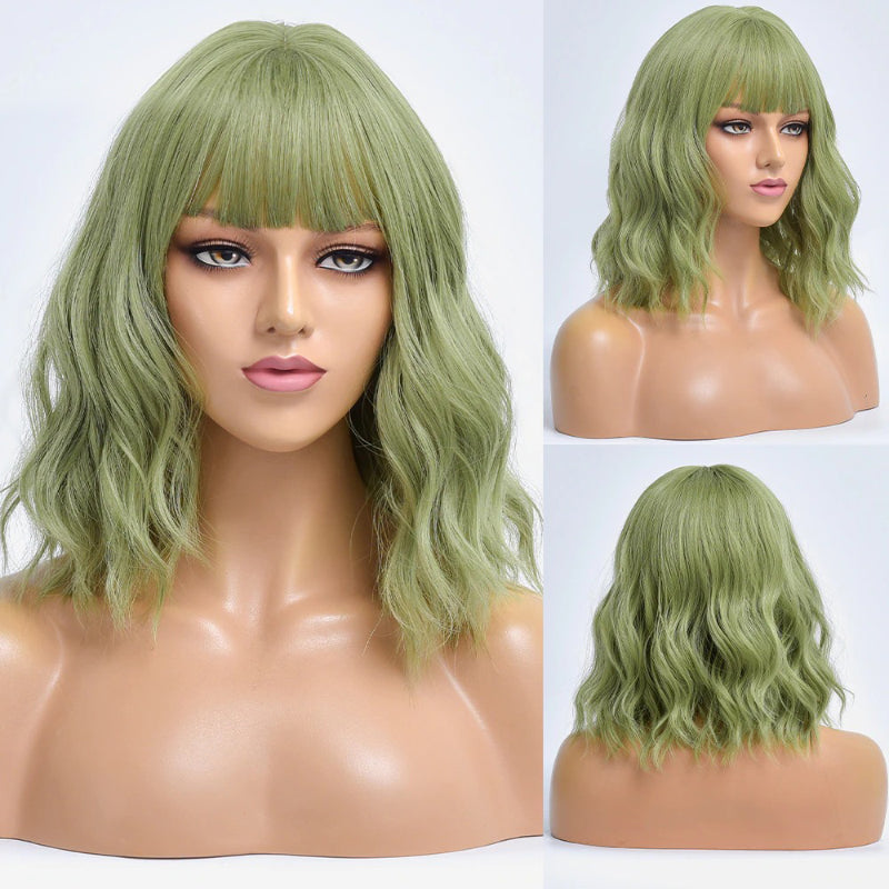 Poppy Women's Bob Wig | Wavy Purple Ombre with Bangs 7