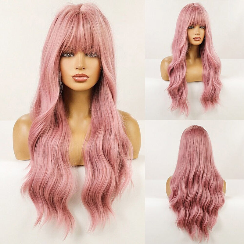 Sophie Women's Wavy Wig | Ombre Pink with Bangs 26