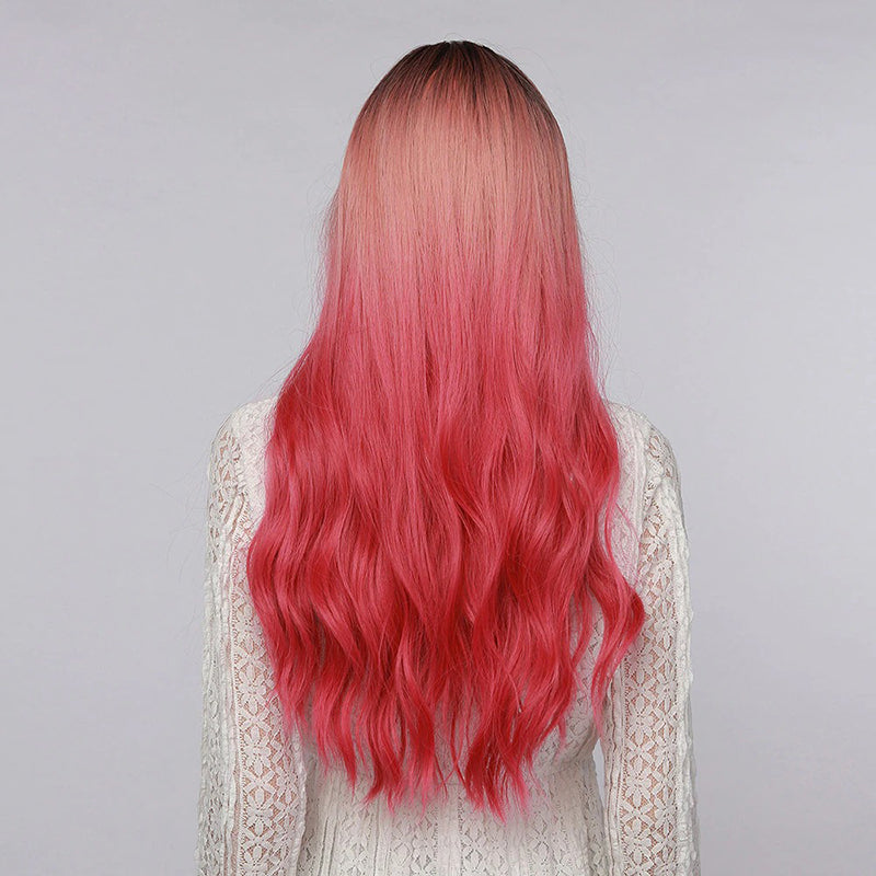 Sophie Women's Wavy Wig | Ombre Pink with Bangs 4