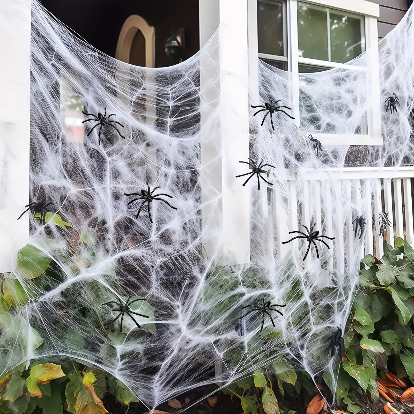 Spooktacular Spider Webs Halloween Decor | 60 Soft Cobwebs & 10 Spiders, Indoor/Outdoor 2
