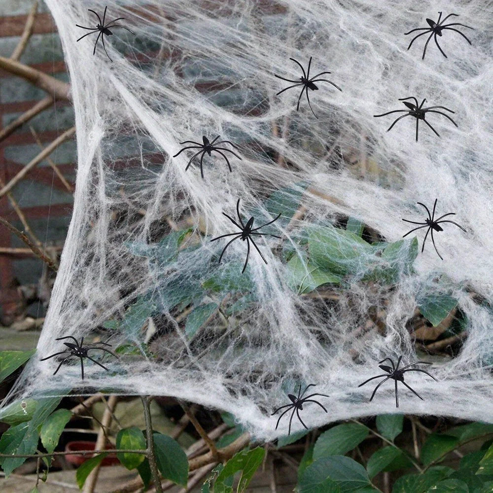 Spooktacular Spider Webs Halloween Decor | 60 Soft Cobwebs & 10 Spiders, Indoor/Outdoor 5