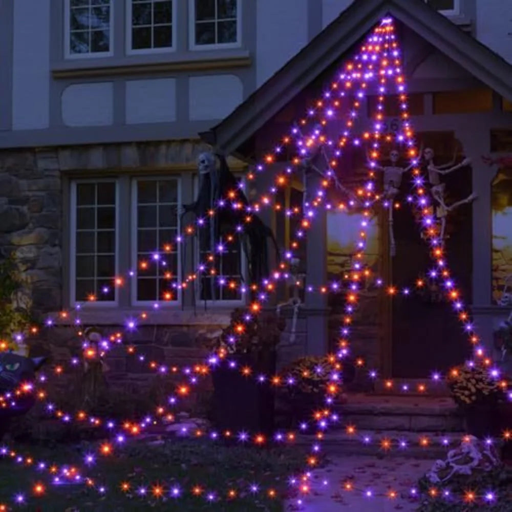 Spooky Spider Web Halloween Lights | 250 LEDs, Waterproof Outdoor Decoration 7