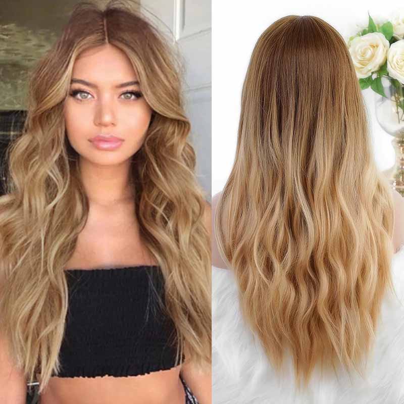 Vera Women's Long Wavy Wig | Ombre Pink, Synthetic Fiber 21