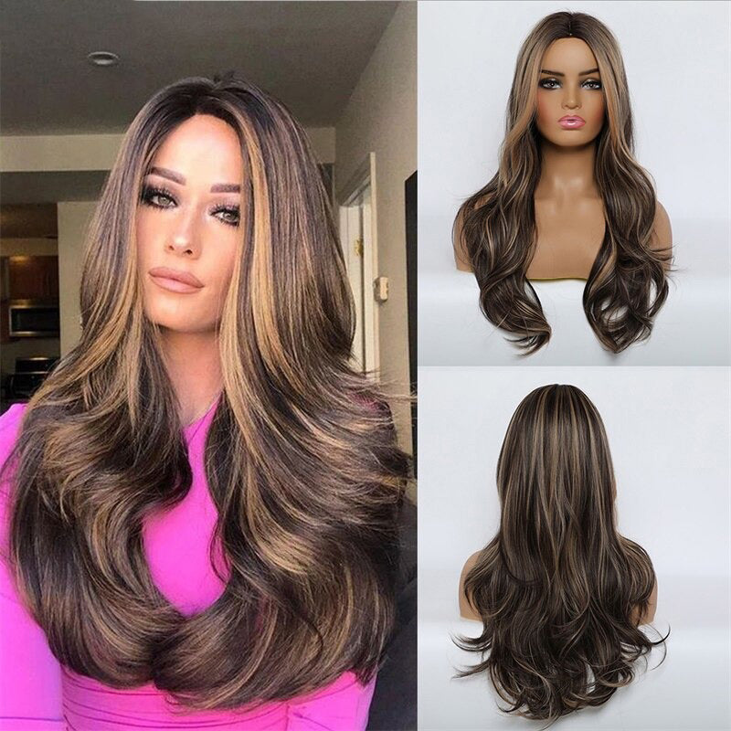 Vera Women's Long Wavy Wig | Ombre Pink, Synthetic Fiber 30