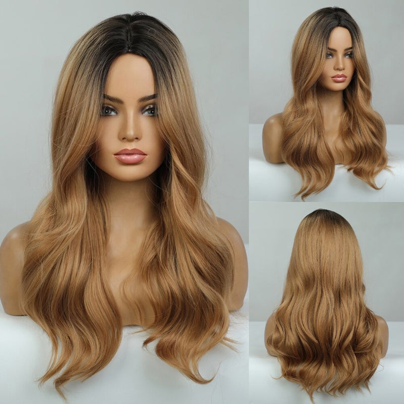 Vera Women's Long Wavy Wig | Ombre Pink, Synthetic Fiber 36