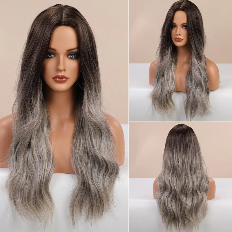 Vera Women's Long Wavy Wig | Ombre Pink, Synthetic Fiber 37